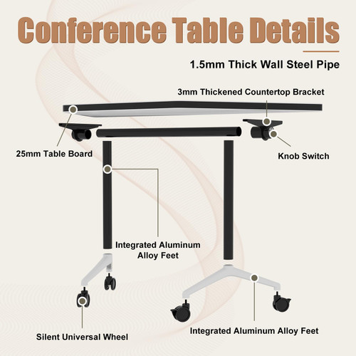 Folding Conference Table, 4 Pack Modern Flip Top Mobile Training Tables