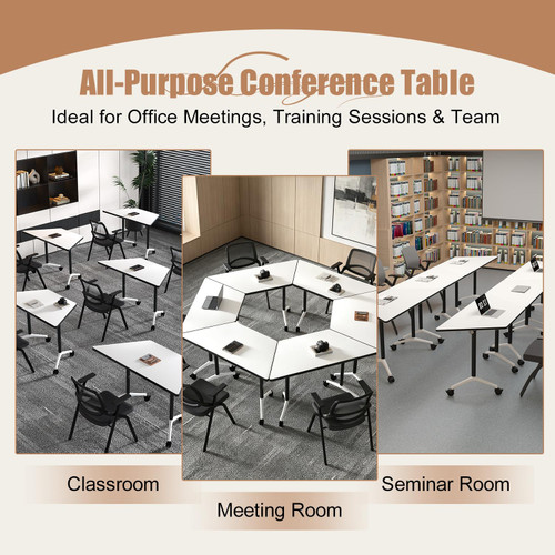 Folding Conference Table, 4 Pack Modern Flip Top Mobile Training Tables