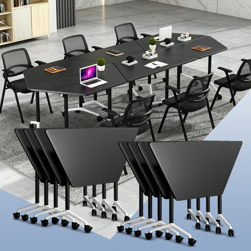 Folding Conference Table, 8 Pack Modern Flip Top Mobile Training Tables