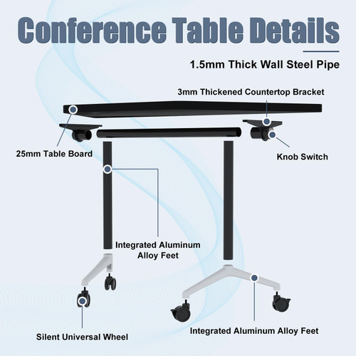 Folding Conference Table, 8 Pack Modern Flip Top Mobile Training Tables