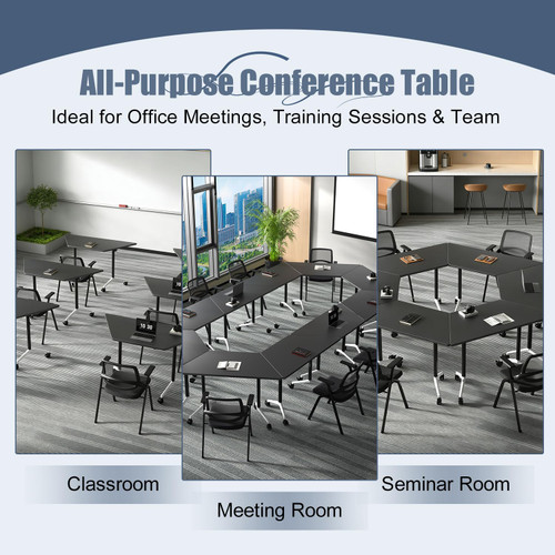 Folding Conference Table, 8 Pack Modern Flip Top Mobile Training Tables