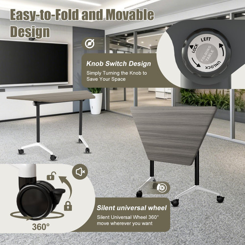 Folding Conference Table, 8 Pack Modern Flip Top Mobile Training Tables