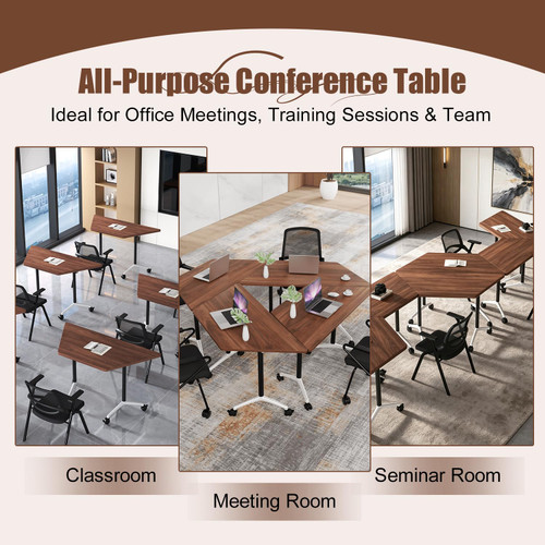 Folding Conference Table, 8 Pack Modern Flip Top Mobile Training Tables