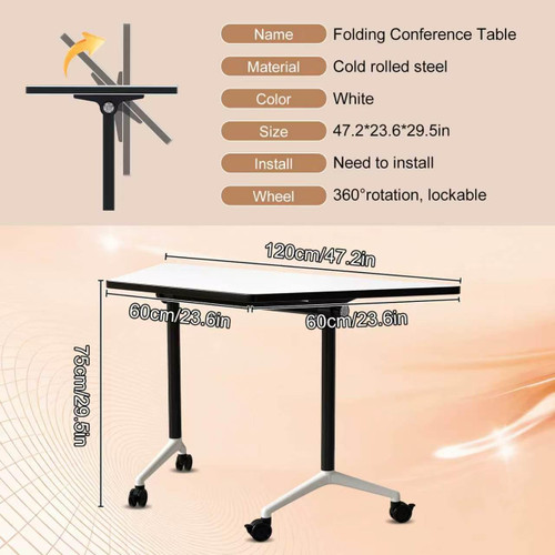 Folding Conference Table, 8 Pack Modern Flip Top Mobile Training Tables