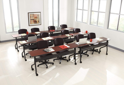 OfficeWorks Mobile Training Table, 5 ft, Mahogany