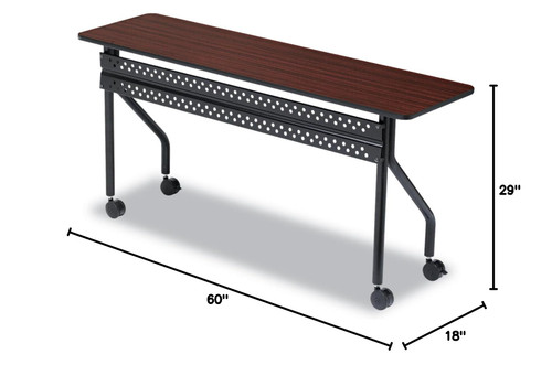 OfficeWorks Mobile Training Table, 5 ft, Mahogany