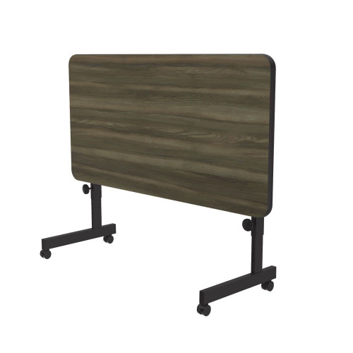 24"x48" Deluxe Flip Top Office Training Table, Colonial Hickory High Pressure Laminate Top, Height Adjustable (23"-31") 4 Castors, Folds Flat & Nest Together, Made in The USA