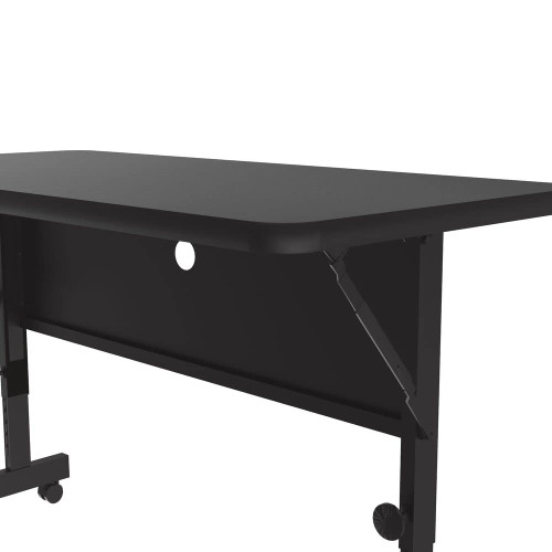 24"x48" Deluxe Flip Top Office Training Table, Black Granite High Pressure Laminate Top, Height Adjustable (23"-31") 4 Castors, Folds Flat & Nest Together, Made in The USA