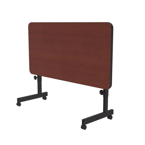 24"x48" Deluxe Flip Top Office Training Table, Cherry High Pressure Laminate Top, Height Adjustable (23"-31") 4 Castors, Folds Flat & Nest Together, Made in The USA