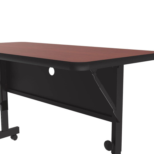 24"x48" Deluxe Flip Top Office Training Table, Cherry High Pressure Laminate Top, Height Adjustable (23"-31") 4 Castors, Folds Flat & Nest Together, Made in The USA