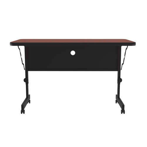 24"x48" Deluxe Flip Top Office Training Table, Cherry High Pressure Laminate Top, Height Adjustable (23"-31") 4 Castors, Folds Flat & Nest Together, Made in The USA