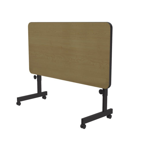 24"x48" Deluxe Flip Top Office Training Table, Fusion Maple High Pressure Laminate Top, Height Adjustable (23"-31") 4 Castors, Folds Flat & Nest Together, Made in The USA