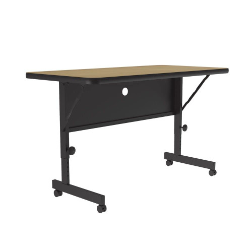 24"x48" Deluxe Flip Top Office Training Table, Fusion Maple High Pressure Laminate Top, Height Adjustable (23"-31") 4 Castors, Folds Flat & Nest Together, Made in The USA