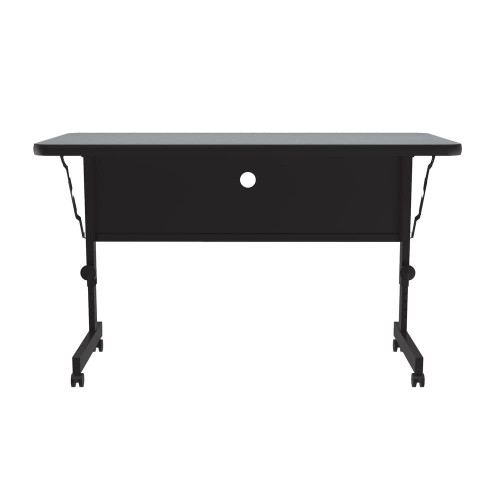 24"x48" Deluxe Flip Top Office Training Table, Gray Granite High Pressure Laminate Top, Height Adjustable (23"-31") 4 Castors, Folds Flat & Nest Together, Made in The USA