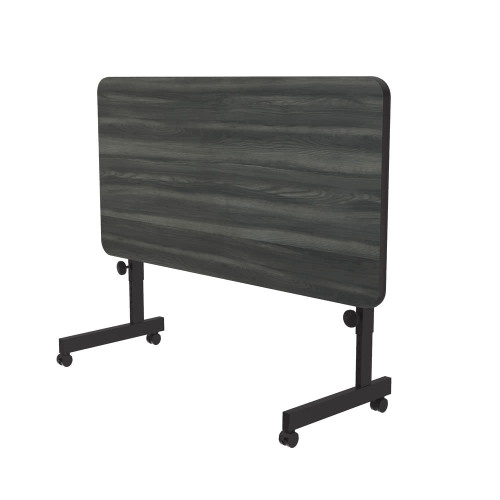 24"x48" Deluxe Flip Top Office Training Table, New England Driftwood High Pressure Laminate Top, Height Adjustable (23"-31") 4 Castors, Folds Flat & Nest Together, Made in The USA