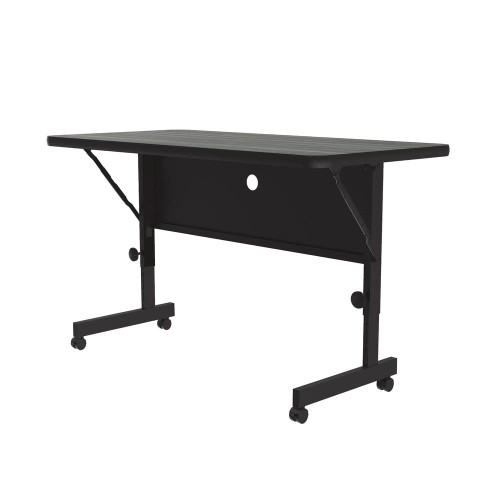 24"x48" Deluxe Flip Top Office Training Table, New England Driftwood High Pressure Laminate Top, Height Adjustable (23"-31") 4 Castors, Folds Flat & Nest Together, Made in The USA