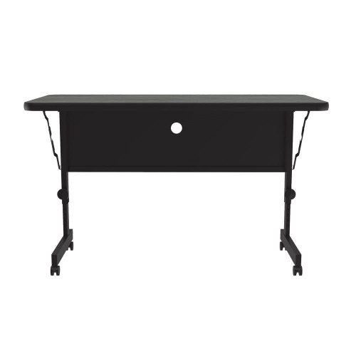 24"x48" Deluxe Flip Top Office Training Table, New England Driftwood High Pressure Laminate Top, Height Adjustable (23"-31") 4 Castors, Folds Flat & Nest Together, Made in The USA