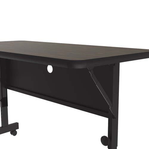 24"x48" Deluxe Flip Top Office Training Table, Walnut High Pressure Laminate Top, Height Adjustable (23"-31") 4 Castors, Folds Flat & Nest Together, Made in The USA