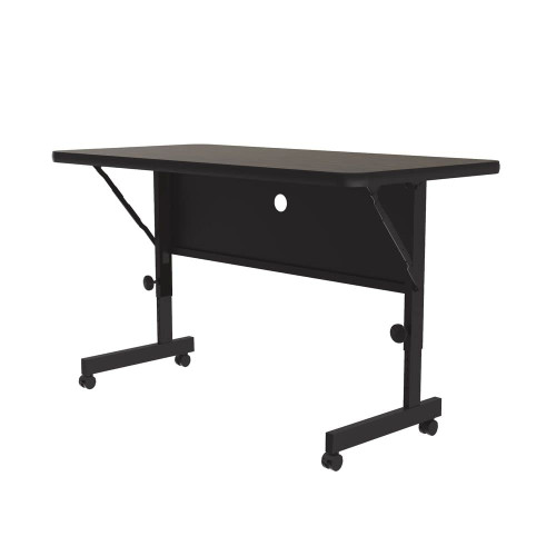 24"x48" Deluxe Flip Top Office Training Table, Walnut High Pressure Laminate Top, Height Adjustable (23"-31") 4 Castors, Folds Flat & Nest Together, Made in The USA