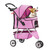 3-Wheel Pet Stroller Foldable Dog Cat Jogger Stroller Durable Travel Folding Carrier with Storage Basket Cup Holder,Peach Pink