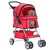 Pet Stroller 4-Wheel Dog Cat Stroller Travel Folding Carrier Puppy Stroller with Cup Holder and Removable Liner for Small Medium Dogs Cats, Red Pet Stroller 4-Wheel Dog Cat Stroller Travel Folding Carrier Puppy Stroller with Cup Holder and Removable Liner for Small Medium Dogs Cats, Red