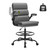 Drafting Chair Tall Office Chair with Padded Flip-up Armrests Executive Ergonomic Computer Standing Desk Chair with Comfortable Leather Backrest and Adjustable Footrest Ring (Gray)
