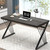 Modern Home Office Desk, Rustic Wood and Metal Computer Desk, Writing Study Gaming Table PC Desks for Living Room Bedroom, Industrial Dark Gray, 53 inch