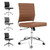 Brown Armless Office Desk Chair, Mid Back Ergonomic Swivel Conference Room Chairs, Adjustable Height PU Leather Home Desk Chair, Modern Small Rolling Computer Task Chair Brown Armless Office Desk Chair, Mid Back Ergonomic Swivel Conference Room Chairs, Adjustable Height PU Leather Home Desk Chair, Modern Small Rolling Computer Task Chair