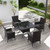 5-Piece Patio Furniture Outdoor Dining Set, Wicker Rattan Patio Dining Table and 4 Chairs Set, Square Tempered Glass Tabletop with Umbrella Hole, for Patio, Backyard, Grey 5-Piece Patio Furniture Outdoor Dining Set, Wicker Rattan Patio Dining Table and 4 Chairs Set, Square Tempered Glass Tabletop with Umbrella Hole, for Patio, Backyard, Grey