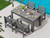Patio Dining Set for 4, Outdoor Dining Sets for 4 Person with 1 Umbrella Hole Cut-Out Rectangular Table and 4 Chairs, HDPE Dining Sets for Garden, Backyard, Poolside, Gray Patio Dining Set for 4, Outdoor Dining Sets for 4 Person with 1 Umbrella Hole Cut-Out Rectangular Table and 4 Chairs, HDPE Dining Sets for Garden, Backyard, Poolside, Gray