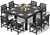 Patio Dining Sets for 8, Outdoor Dining Sets for 8 Person with 2 Umbrella Hole Cut-Out Rectangular Tables and 8 Chairs, HDPE Dining Sets for Garden, Backyard, Poolside, Black Patio Dining Sets for 8, Outdoor Dining Sets for 8 Person with 2 Umbrella Hole Cut-Out Rectangular Tables and 8 Chairs, HDPE Dining Sets for Garden, Backyard, Poolside, Black