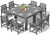 Patio Dining Sets for 8, Outdoor Dining Sets for 8 Person with 2 Umbrella Hole Cut-Out Rectangular Tables and 8 Chairs, HDPE Dining Sets for Garden, Backyard, Poolside, Gray Patio Dining Sets for 8, Outdoor Dining Sets for 8 Person with 2 Umbrella Hole Cut-Out Rectangular Tables and 8 Chairs, HDPE Dining Sets for Garden, Backyard, Poolside, Gray