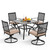 5 Pieces Outdoor Dining Set for 4, 37" Black Metal Table with Umbrella Hole & Swivel Wrought Iron Chairs with Cushions, Outside Furniture for Patio, Deck, Yard, Porch 5 Pieces Outdoor Dining Set for 4, 37" Black Metal Table with Umbrella Hole & Swivel Wrought Iron Chairs with Cushions, Outside Furniture for Patio, Deck, Yard, Porch
