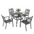 Patio Dining Set 5 Pcs 1 Metal Square Garden Umbrella Table 37" and 4 Armrest Chairs Support 300 lbs for Ourdoor Backyard Bistro Furniture Set Patio Dining Set 5 Pcs 1 Metal Square Garden Umbrella Table 37" and 4 Armrest Chairs Support 300 lbs for Ourdoor Backyard Bistro Furniture Set