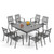 9-Piece Outdoor Dining Set, Square Metal Table (60") with Umbrella Hole and 8 Stackable Dining Chairs – Perfect for Patio, Garden, Deck, Porch, and Yard, 9PCS Outdoor Dining Set Style 2