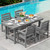 Modern Patio Dining Set, 5-Piece Rectangular HDPE Dining Table with Umbrella Hole & 4 Chairs, Grey
