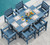7-Piece Patio Dining Table Sets, Outdoor HDPE Dining Furniture Set with Umbrella Hole Cut-Out Table and 6 Chairs, Blue 7-Piece Patio Dining Table Sets, Outdoor HDPE Dining Furniture Set with Umbrella Hole Cut-Out Table and 6 Chairs, Blue