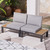 Aluminum Outdoor Patio Furniture Set, Movable Backrest Modular Sectional Sofa Set, Metal Conversation Set with 4-inch Thick Cushion for Garden Backyard Porch, 2 Side Table Sofas, Grey Aluminum Outdoor Patio Furniture Set, Movable Backrest Modular Sectional Sofa Set, Metal Conversation Set with 4-inch Thick Cushion for Garden Backyard Porch, 2 Side Table Sofas, Grey