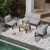 Aluminum Outdoor Patio Furniture Set, 4 Pieces Movable Backrest Modular Sectional Sofa Set, Metal Conversation Set with 4-inch Thick Cushion for Garden Backyard Porch, Grey Aluminum Outdoor Patio Furniture Set, 4 Pieces Movable Backrest Modular Sectional Sofa Set, Metal Conversation Set with 4-inch Thick Cushion for Garden Backyard Porch, Grey