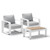 Aluminum Outdoor Sofa Bistro Set, Oversized Patio Conversation Sets Widened Armrest & Ultra-Thick Cushions, Deep Seating Patio Furniture Set for Backyard, Porch, White