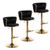 Gold Velvet Bar Stools Set of 3, Swivel Counter Height Bar Stools with Back, Adjustable Woven Barstools for Kitchen Island, Pub, Club (Black) Gold Velvet Bar Stools Set of 3, Swivel Counter Height Bar Stools with Back, Adjustable Woven Barstools for Kitchen Island, Pub, Club (Black)