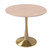 27" Round Dining Table, Sintered Stone Top & Gold Pedestal Base Mid-Century Café Table, Kitchen Dining Room Furniture (Natural Wood)