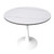 31" Wide Round Dining Table, Modern Sintered Stone Top & White Metal Pedestal Base Gloss Finish Accent Table Mid-Century Café Table, Kitchen Dining Room Furniture, White