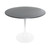 35" Wide Round Dining Table, Modern MDF Wood Top & White Metal Pedestal Base Gloss Finish Accent Table Mid-Century Café Table, Kitchen Dining Room Furniture, Black