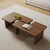 Modern Coffee Table for Living Room, Wood Coffee Table with Free Adjustable Shape, Square Living Room Table Minimalist Tea Table, Brown Nesting Table Set of 2