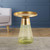 Modern Cylindrical Side Table with Glass Base and Sturdy Gold Metal Top, Round End Table with Tempered Glass, Accent Table, Drink Table, for Living Room & Bedroom, Green,Assembled Modern Cylindrical Side Table with Glass Base and Sturdy Gold Metal Top, Round End Table with Tempered Glass, Accent Table, Drink Table, for Living Room & Bedroom, Green,Assembled