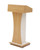 Mobile Wooden Podium Stand with Lockable Wheels Modern Presentation Blockboard Lectern Oak Color with Storage Shelves for Office, Church, Classroom, Conference Room