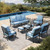 7 Piece Outdoor Furniture Set, 2 x Rocking Chair, 2 x Fixed Chair, 2 x Ottoman, 1 x 3-Seat Sofa, All Weather 9 Seats Outdoor Conversation Set for Lawn Garden Backyard, Blue 7 Piece Outdoor Furniture Set, 2 x Rocking Chair, 2 x Fixed Chair, 2 x Ottoman, 1 x 3-Seat Sofa, All Weather 9 Seats Outdoor Conversation Set for Lawn Garden Backyard, Blue