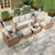 5 Pieces Patio Furniture Set, All Weather 7 Seats Outdoor Wicker Sofa with Ottoman, 5.5" Thick Waterproof Cushion Conversation Set for Garden Deck Backyard, Beige 5 Pieces Patio Furniture Set, All Weather 7 Seats Outdoor Wicker Sofa with Ottoman, 5.5" Thick Waterproof Cushion Conversation Set for Garden Deck Backyard, Beige