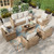6 Pieces Patio Furniture Sets, Outdoor Rattan Furniture with 5.5" Cushions, Oversized Outdoor Wicker Sectional Conversation Set for Lawn Garden Backyard, Beige